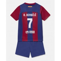 Barcelona Ousmane Dembele #7 Fußballbekleidung Heimtrikot Kinder 2023-24 Kurzarm (+ kurze hosen)